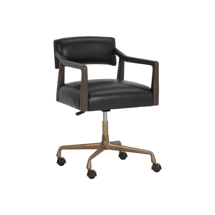 Keagan Office Chair-Sunpan-SUNPAN-106085-Task ChairsCortina Black Leather-19-France and Son