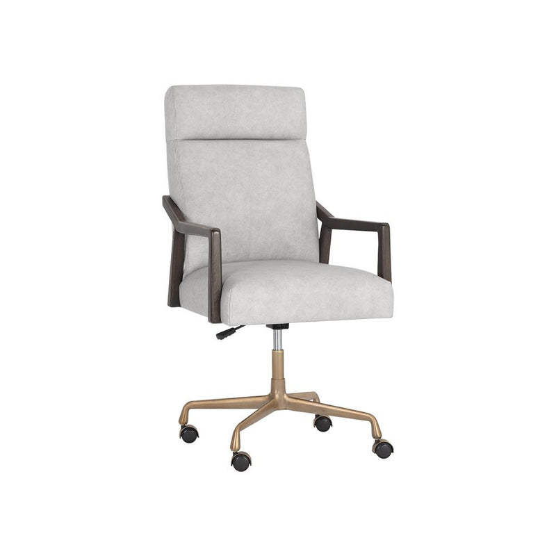 Collin Office Chair-Sunpan-SUNPAN-106092-Task ChairsSaloon Light Grey Leather-18-France and Son