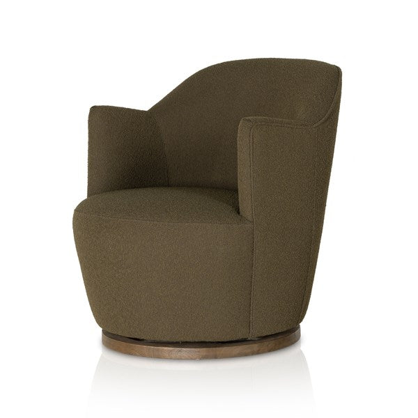 Aurora Swivel Chair-Four Hands-FH-106102-036-Lounge ChairsFiqa Boucle Olive-24-France and Son