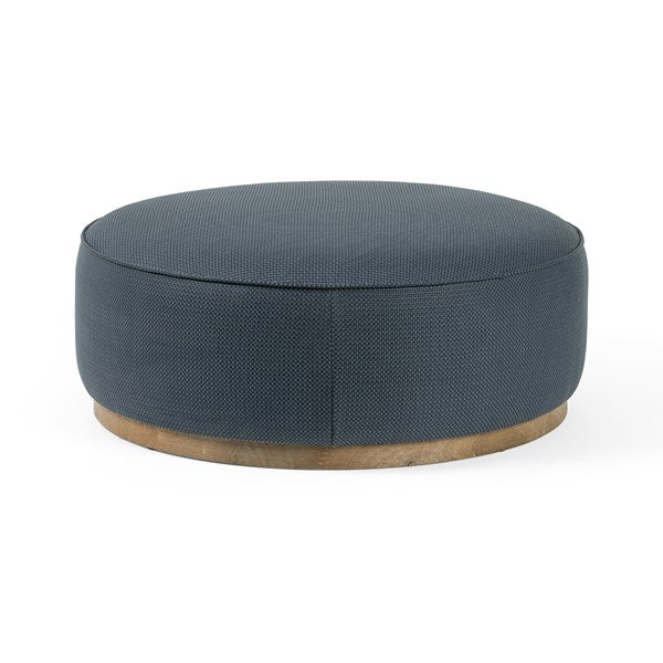 Sinclair Large Round Ottoman-Four Hands-FH-106119-011-Stools & OttomansFresno Cobalt-2-France and Son