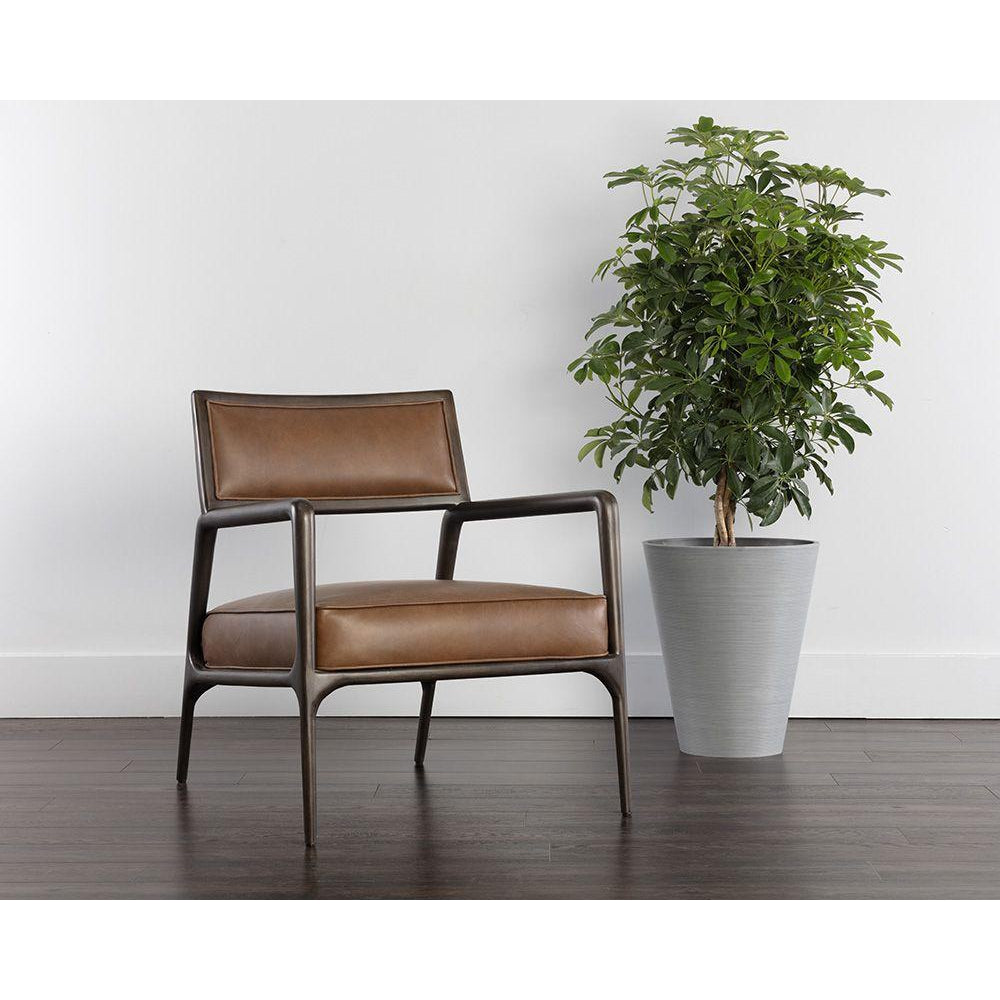 Damien Lounge Chair-Sunpan-SUNPAN-106562-Lounge Chairsvintage caramel-Leather-4-France and Son