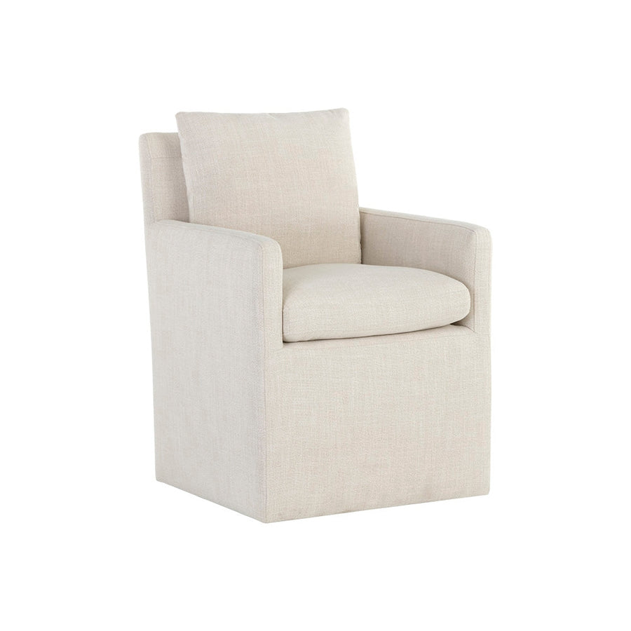 Glenrose Wheeled Dining Armchair - Effie Linen-Sunpan-SUNPAN-106570-Dining ChairsWhite-1-France and Son