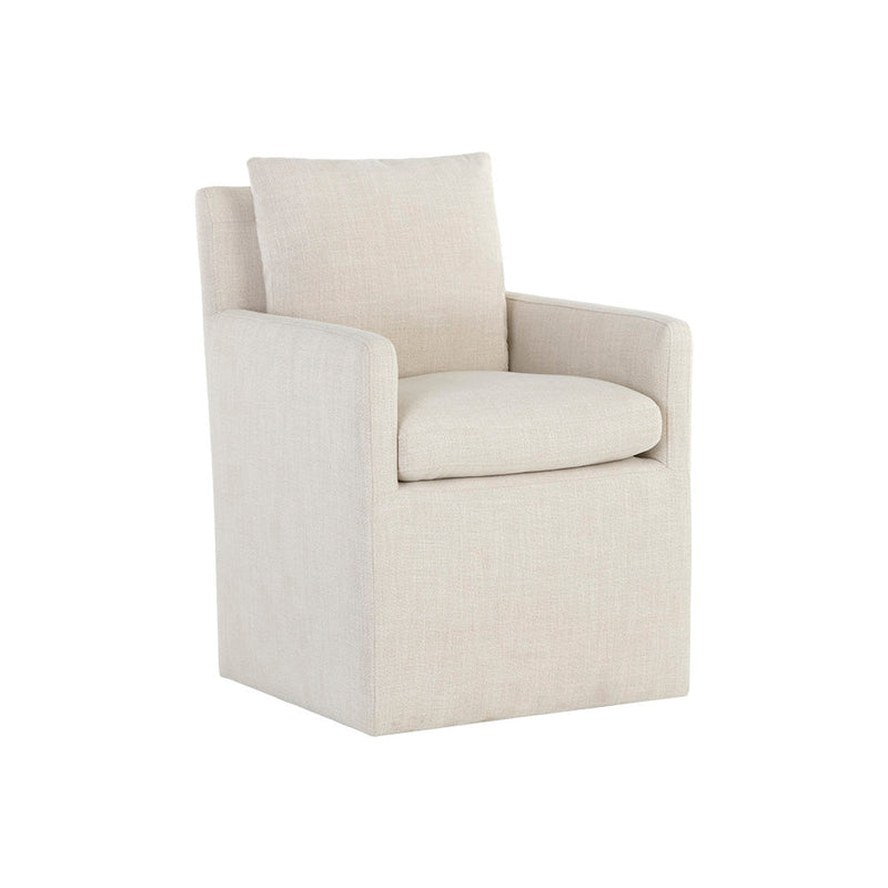 Glenrose Wheeled Dining Armchair - Effie Linen-Sunpan-SUNPAN-106570-Dining ChairsWhite-1-France and Son