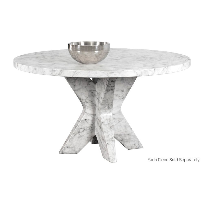 Cypher Dining Table-Sunpan-SUNPAN-106863-Dining TablesTop-White Faux Marble-Concrete-4-France and Son