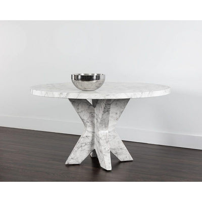 Cypher Dining Table-Sunpan-SUNPAN-106863-Dining TablesTop-White Faux Marble-Concrete-2-France and Son