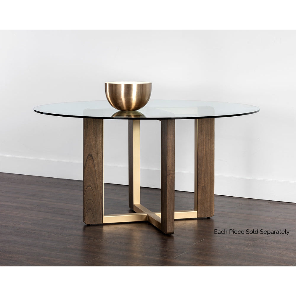 Rejane Dining Table Base-Sunpan-SUNPAN-106874-Dining TablesGold - Raw Umber-3-France and Son