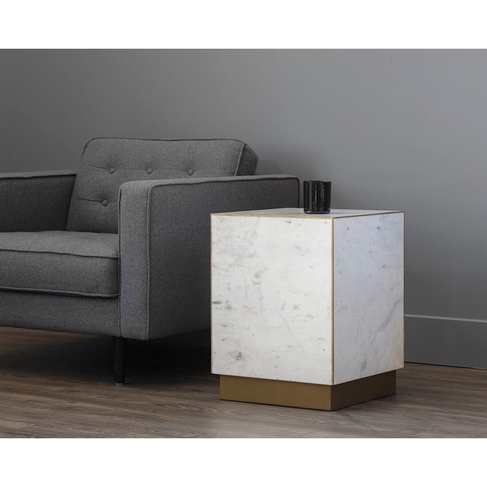 Daines End Table-Sunpan-SUNPAN-107023-Side TablesWhite Marble-3-France and Son