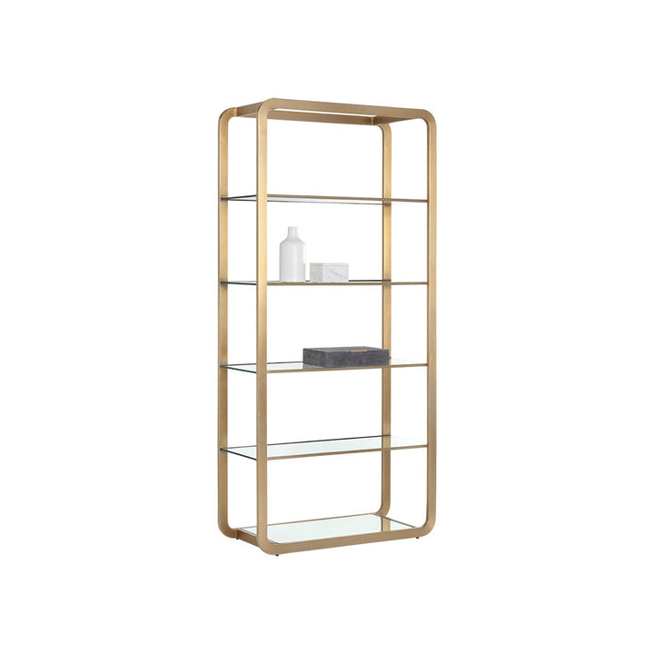 Ambretta Bookcase - Large - Gold / Clear-Sunpan-SUNPAN-107074-Bookcases & Cabinets-3-France and Son
