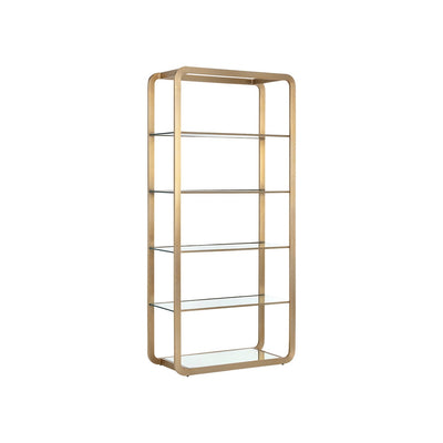 Ambretta Bookcase - Large - Gold / Clear-Sunpan-SUNPAN-107074-Bookcases & Cabinets-1-France and Son