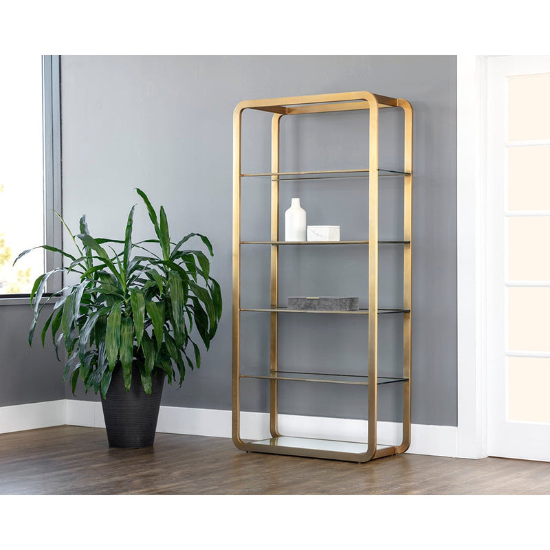 Ambretta Bookcase - Large - Gold / Clear-Sunpan-SUNPAN-107074-Bookcases & Cabinets-2-France and Son