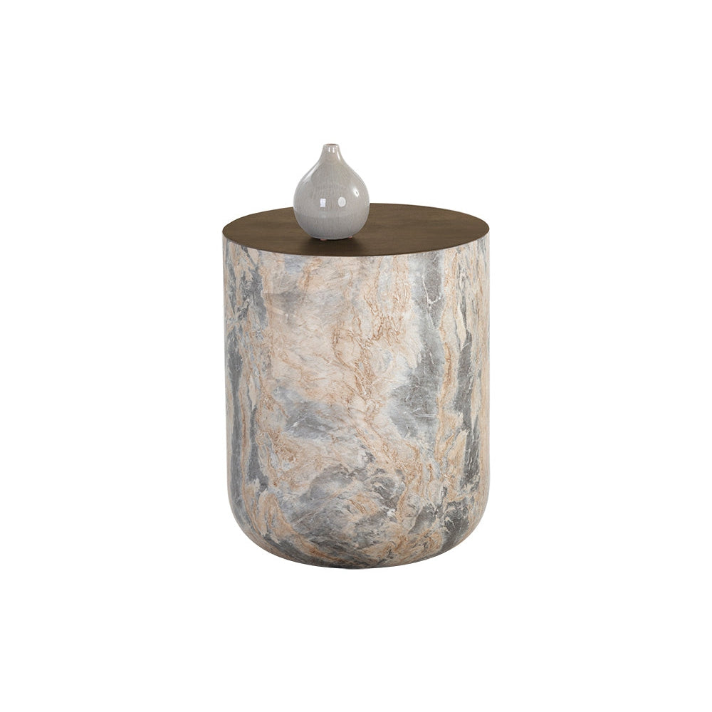 Diaz End Table - Marble Look - Antique Brass-Sunpan-SUNPAN-107199-Side Tables-1-France and Son