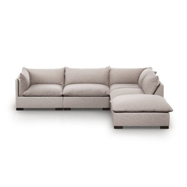 Westwood 4 Pc Left Sec W/Ottoman-Four Hands-FH-107211-005-SofasBayside Pebble Burnt Sepia-1-France and Son