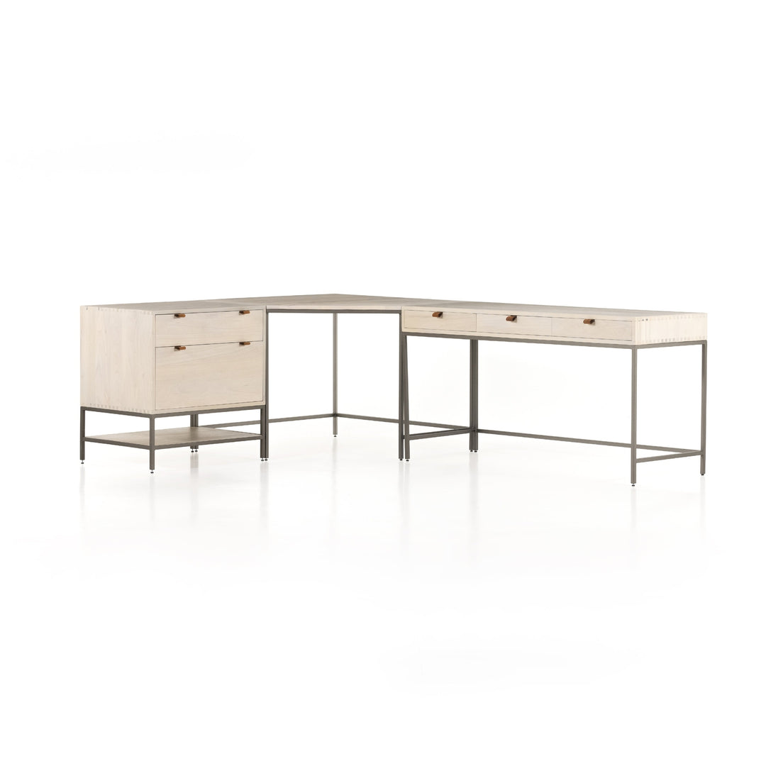 Trey Desk System With Filing Cabinet-Four Hands-FH-107322-003-DesksDove Poplar-3-France and Son