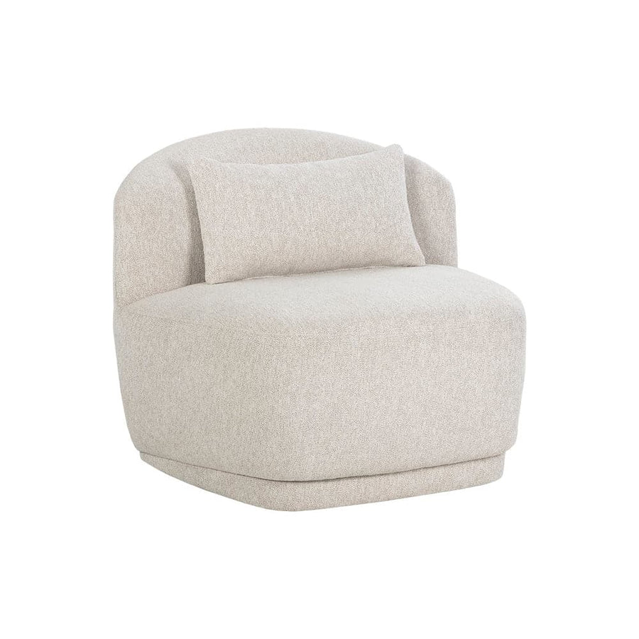 Soraya Swivel Armless Chair - Dove Cream-Sunpan-SUNPAN-107454-Lounge Chairs-1-France and Son