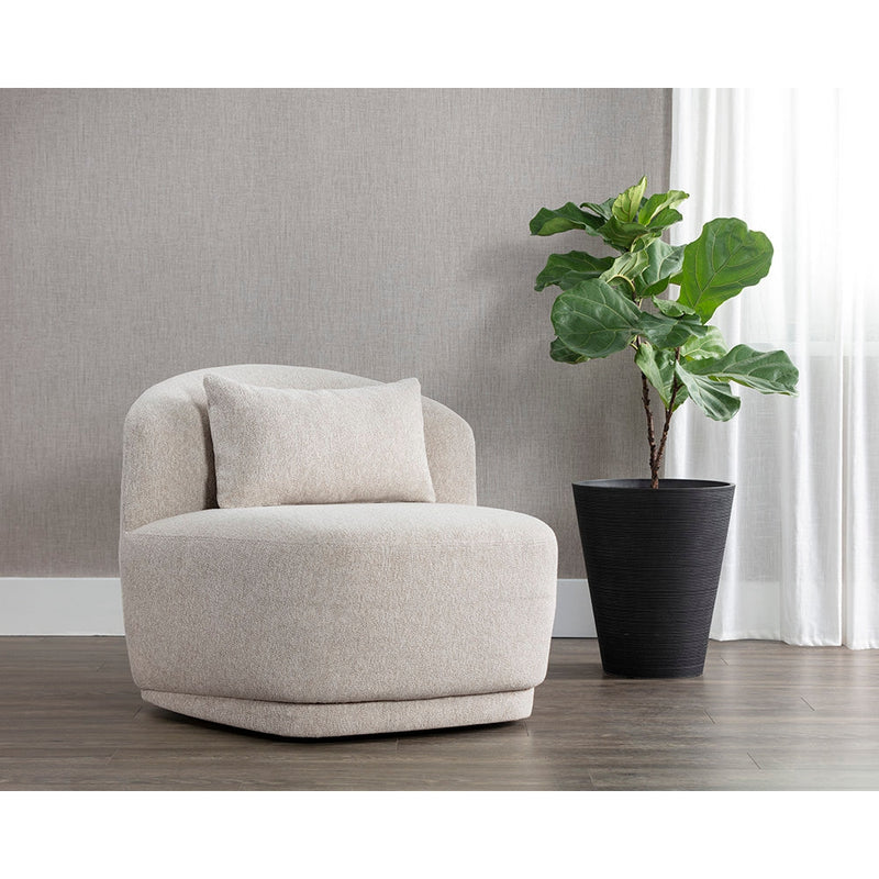 Soraya Swivel Armless Chair - Dove Cream-Sunpan-SUNPAN-107454-Lounge Chairs-2-France and Son