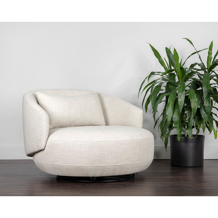 Walsh Swivel Lounge Chair - Effie Linen-Sunpan-SUNPAN-107527-Lounge Chairs-2-France and Son