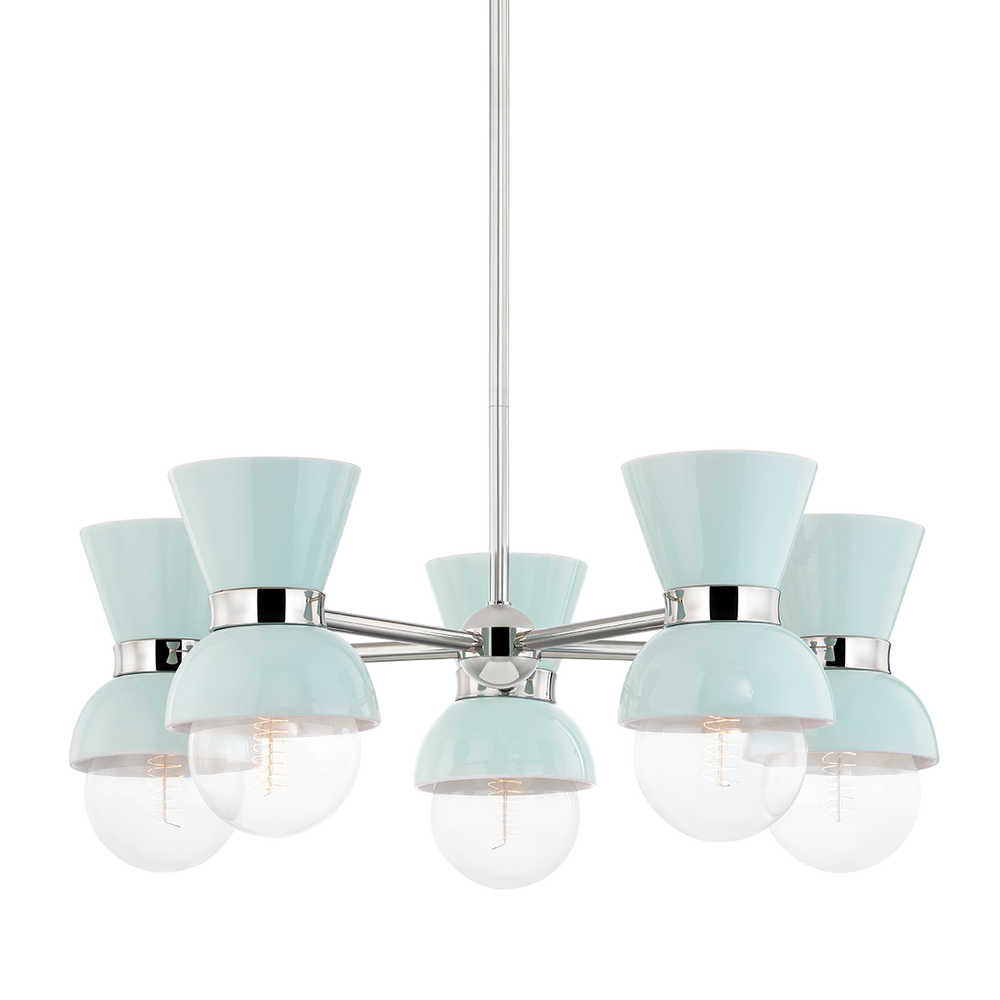 Gillian 5 Light Chandelier-Mitzi-HVL-H469805-PN/CRB-ChandeliersPolished Nickel/Ceramic Gloss-2-France and Son