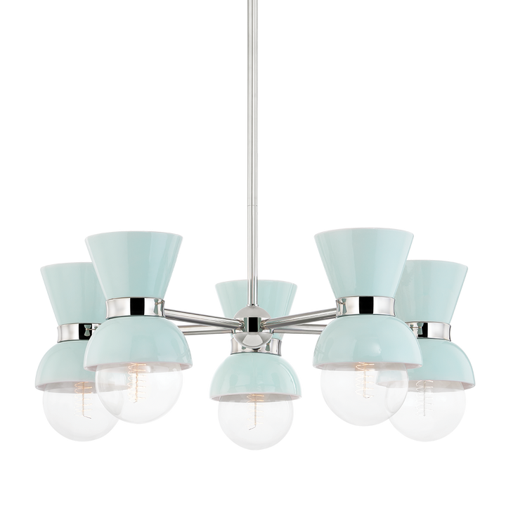 Gillian 5 Light Chandelier-Mitzi-HVL-H469805-PN/CRB-ChandeliersPolished Nickel/Ceramic Gloss-2-France and Son