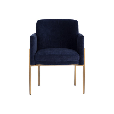 Richie Dining Armchair - Antique Brass - Danny Navy-Sunpan-SUNPAN-107665-Dining Chairs-1-France and Son