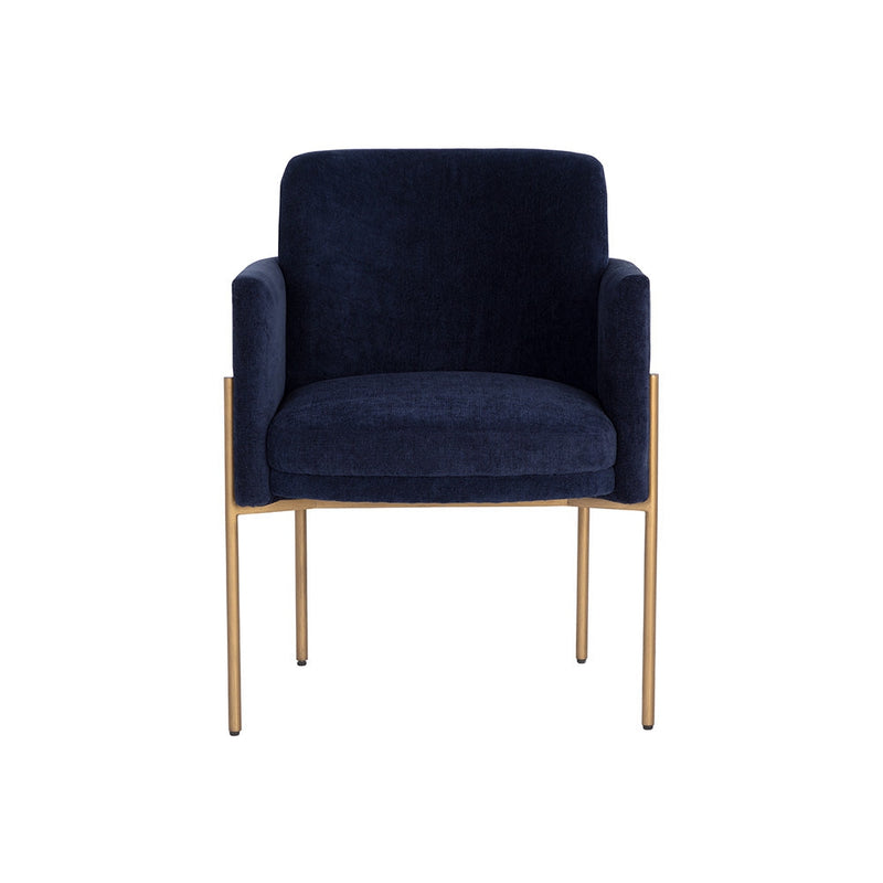 Richie Dining Armchair - Antique Brass - Danny Navy-Sunpan-SUNPAN-107665-Dining Chairs-1-France and Son