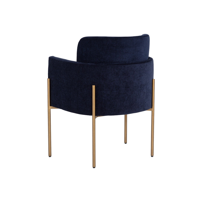 Richie Dining Armchair - Antique Brass - Danny Navy-Sunpan-SUNPAN-107665-Dining Chairs-5-France and Son