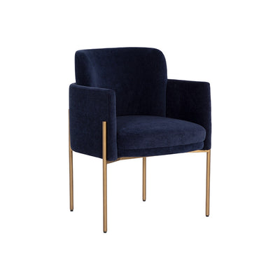 Richie Dining Armchair - Antique Brass - Danny Navy-Sunpan-SUNPAN-107665-Dining Chairs-3-France and Son