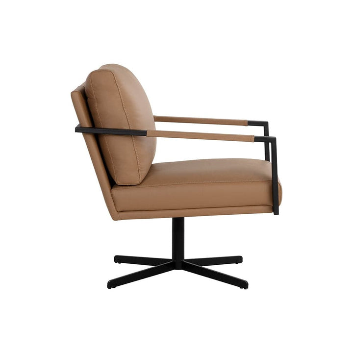 Randy Swivel Lounge Chair-Sunpan-SUNPAN-107693-Lounge ChairsLinea Wood Leather-5-France and Son