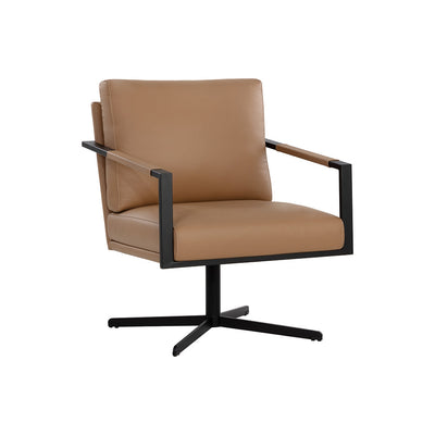 Randy Swivel Lounge Chair-Sunpan-SUNPAN-107693-Lounge ChairsLinea Wood Leather-1-France and Son