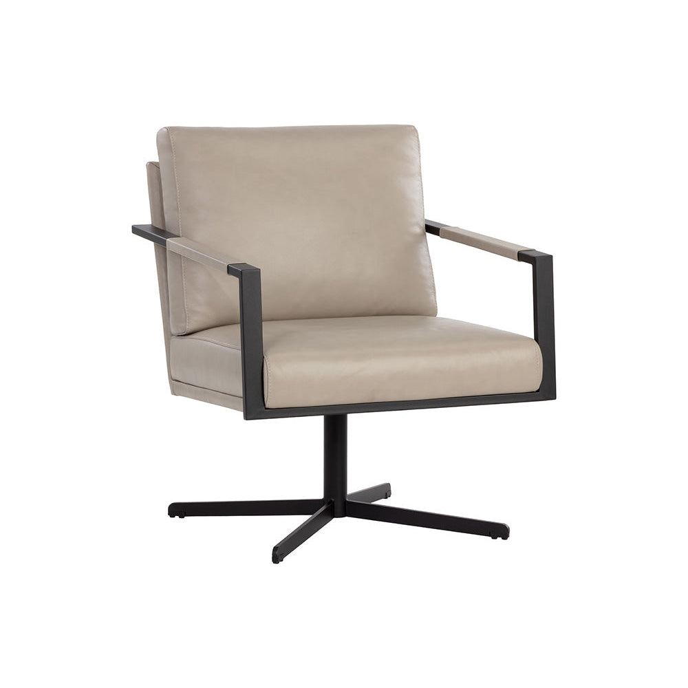 Randy Swivel Lounge Chair-Sunpan-SUNPAN-107694-Lounge ChairsAlpine Beige Leather-2-France and Son