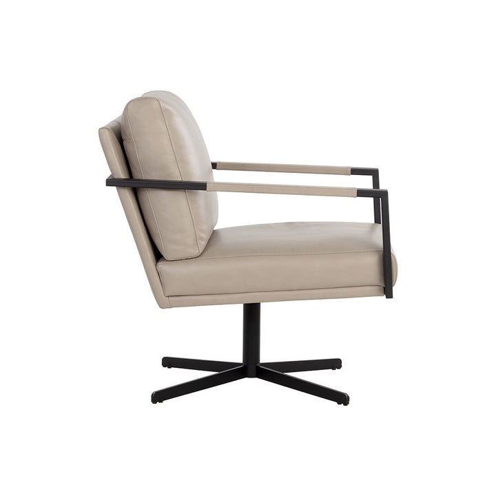 Randy Swivel Lounge Chair-Sunpan-SUNPAN-107693-Lounge ChairsLinea Wood Leather-6-France and Son