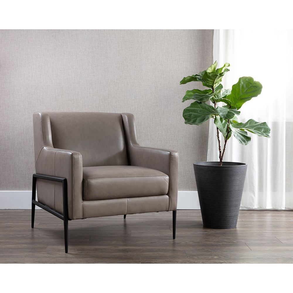 Talula Lounge Chair - Alpine Grey Leather-Sunpan-SUNPAN-107697-Lounge Chairs-2-France and Son