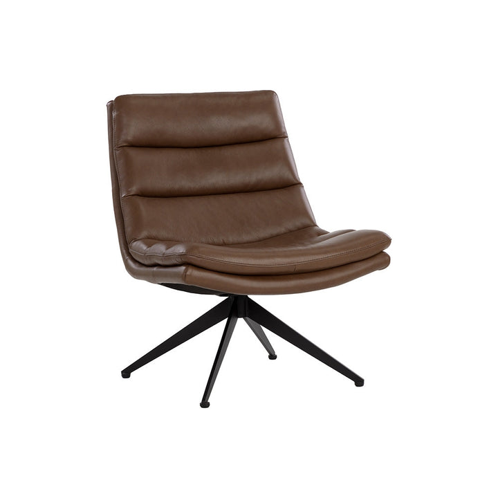 Keller Swivel Lounge Chair - Missouri Mahogany Leather-Sunpan-SUNPAN-107702-Lounge Chairs-3-France and Son
