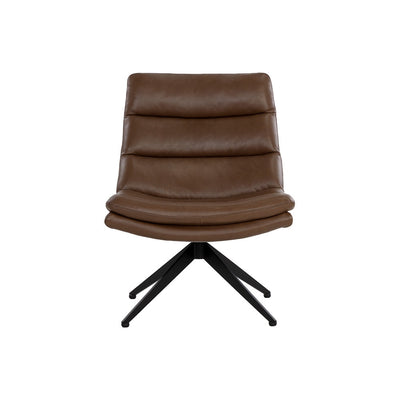Keller Swivel Lounge Chair - Missouri Mahogany Leather-Sunpan-SUNPAN-107702-Lounge Chairs-1-France and Son