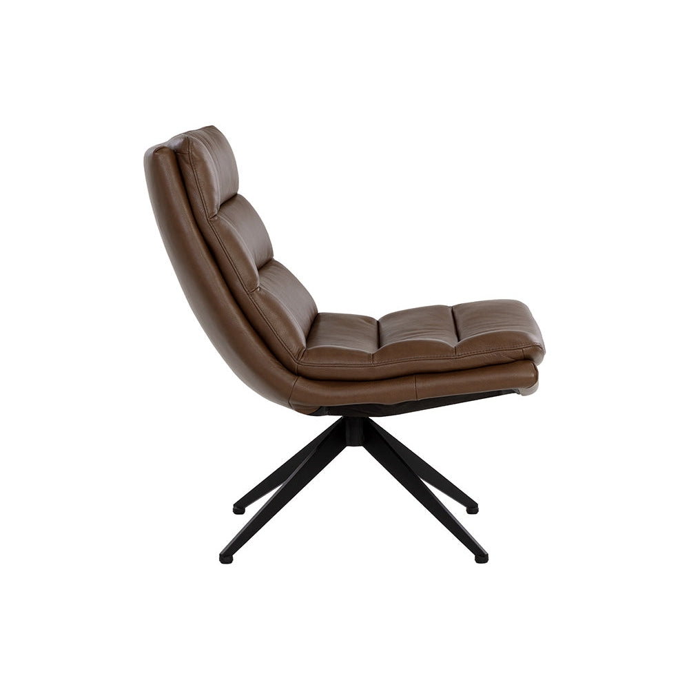 Keller Swivel Lounge Chair - Missouri Mahogany Leather-Sunpan-SUNPAN-107702-Lounge Chairs-4-France and Son