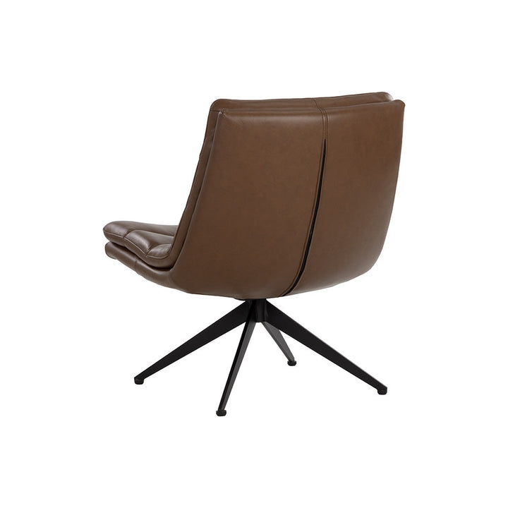 Keller Swivel Lounge Chair - Missouri Mahogany Leather-Sunpan-SUNPAN-107702-Lounge Chairs-5-France and Son