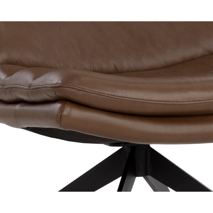 Keller Swivel Lounge Chair - Missouri Mahogany Leather-Sunpan-SUNPAN-107702-Lounge Chairs-6-France and Son