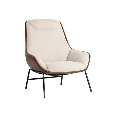 Lucier Lounge Chair-Sunpan-SUNPAN-107760-Lounge ChairsBelfast Oatmeal / Bravo Cognac-1-France and Son