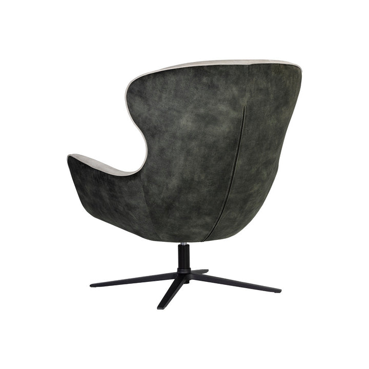 Weller Swivel Lounge Chair-Sunpan-SUNPAN-107761-Lounge ChairsNono Cream / Nono Dark Green-5-France and Son