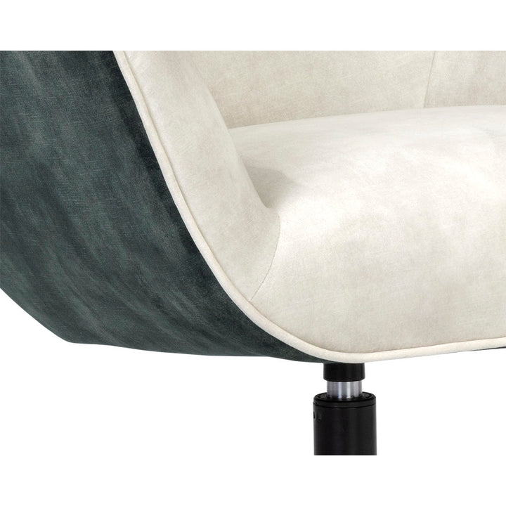 Weller Swivel Lounge Chair-Sunpan-SUNPAN-107761-Lounge ChairsNono Cream / Nono Dark Green-6-France and Son