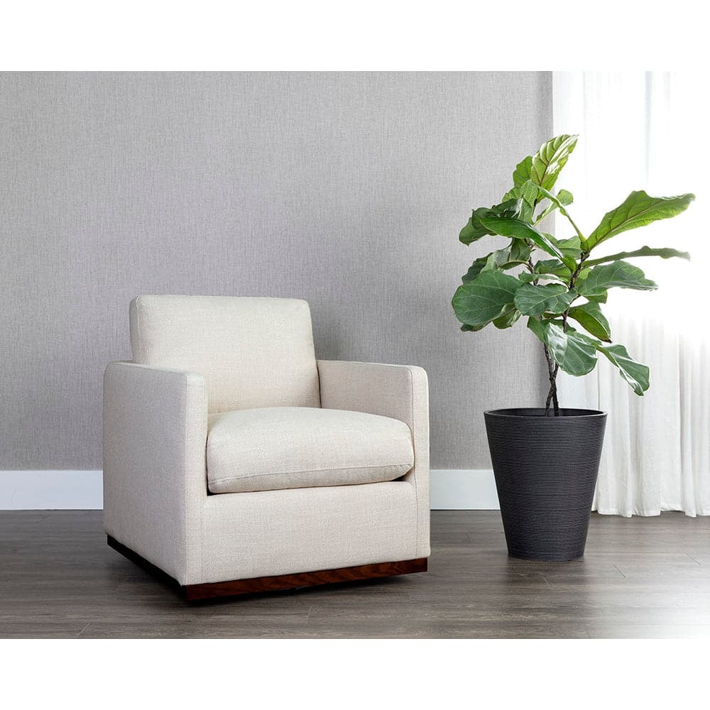 Portman Swivel Lounge Chair - Effie Linen-Sunpan-SUNPAN-107767-Lounge Chairs-2-France and Son