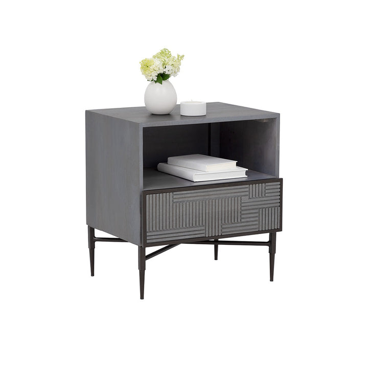 Markwood Nightstand-Sunpan-SUNPAN-107769-NightstandsAntique Bronze - Glacier Grey-7-France and Son