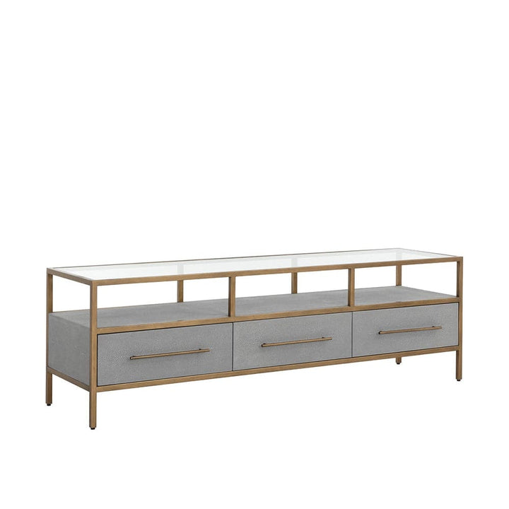 Venice Media Console And Cabinet - Grey Shagreen-Sunpan-SUNPAN-107819-Bookcases & Cabinets-1-France and Son