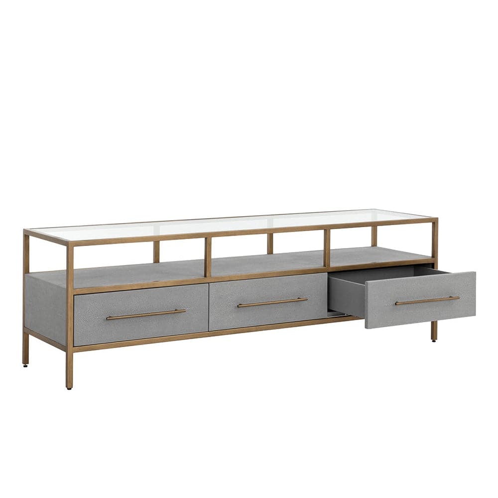 Venice Media Console And Cabinet - Grey Shagreen-Sunpan-SUNPAN-107819-Bookcases & Cabinets-3-France and Son