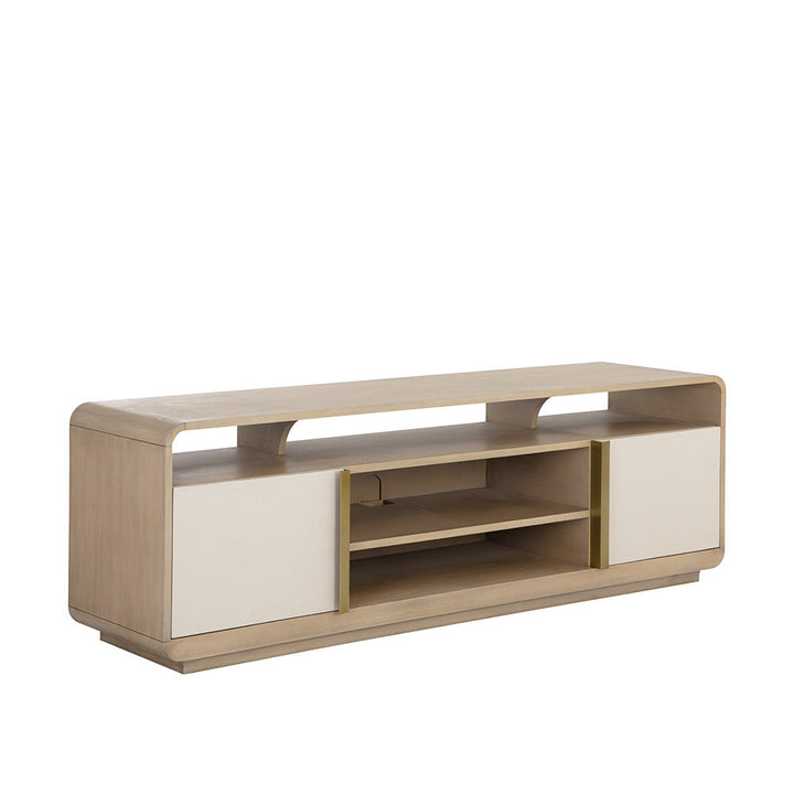 Kayden Media Console And Cabinet - Cream Shagreen-Sunpan-SUNPAN-107820-Media Storage / TV Stands-1-France and Son