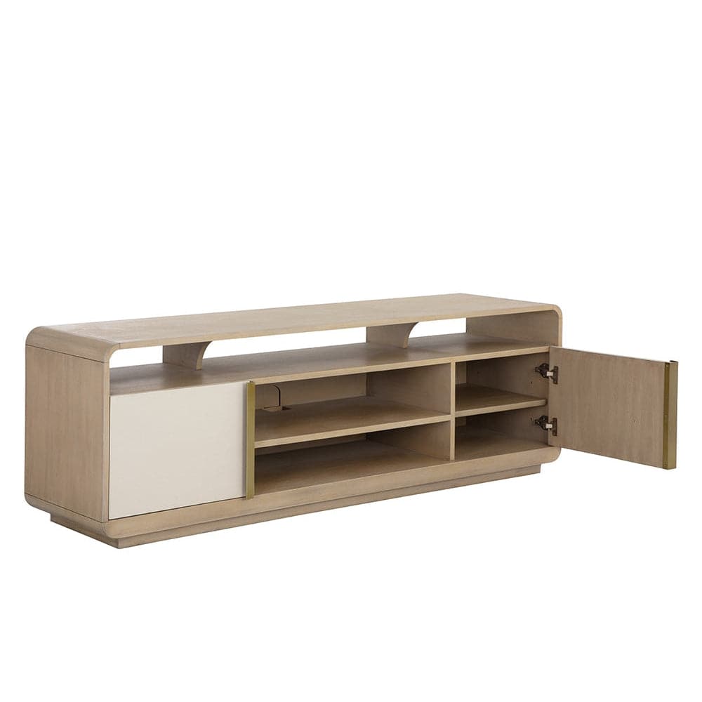 Kayden Media Console And Cabinet - Cream Shagreen-Sunpan-SUNPAN-107820-Media Storage / TV Stands-3-France and Son