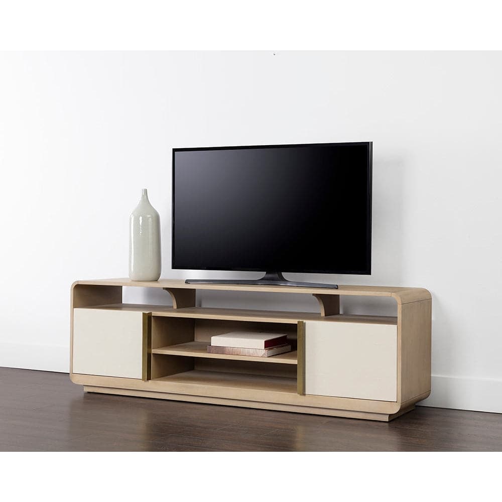 Kayden Media Console And Cabinet - Cream Shagreen-Sunpan-SUNPAN-107820-Media Storage / TV Stands-2-France and Son