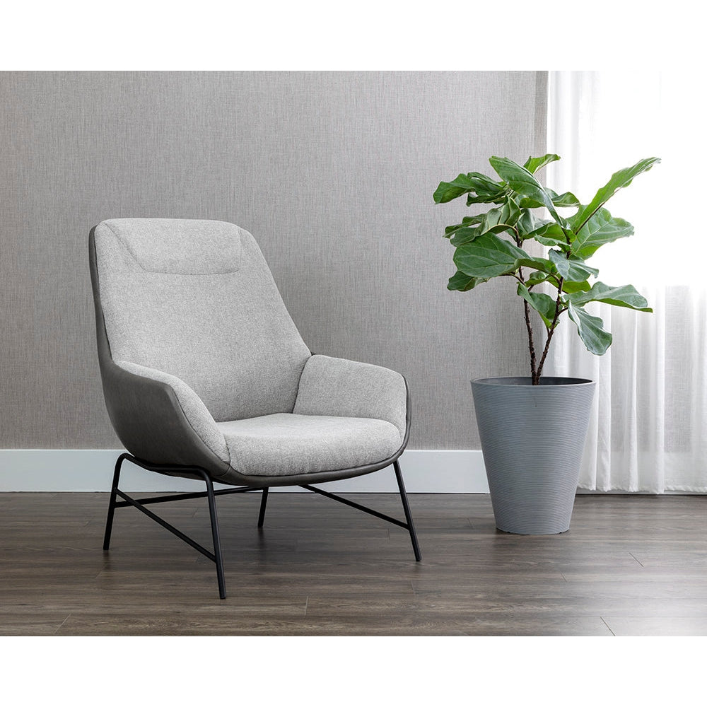 Lucier Lounge Chair-Sunpan-SUNPAN-107760-Lounge ChairsBelfast Oatmeal / Bravo Cognac-4-France and Son