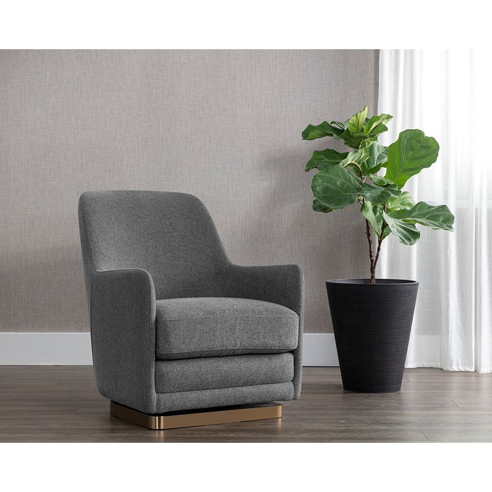 Marcela Swivel Lounge Chair - Belfast Koala Grey-Sunpan-SUNPAN-108046-Lounge Chairs-2-France and Son