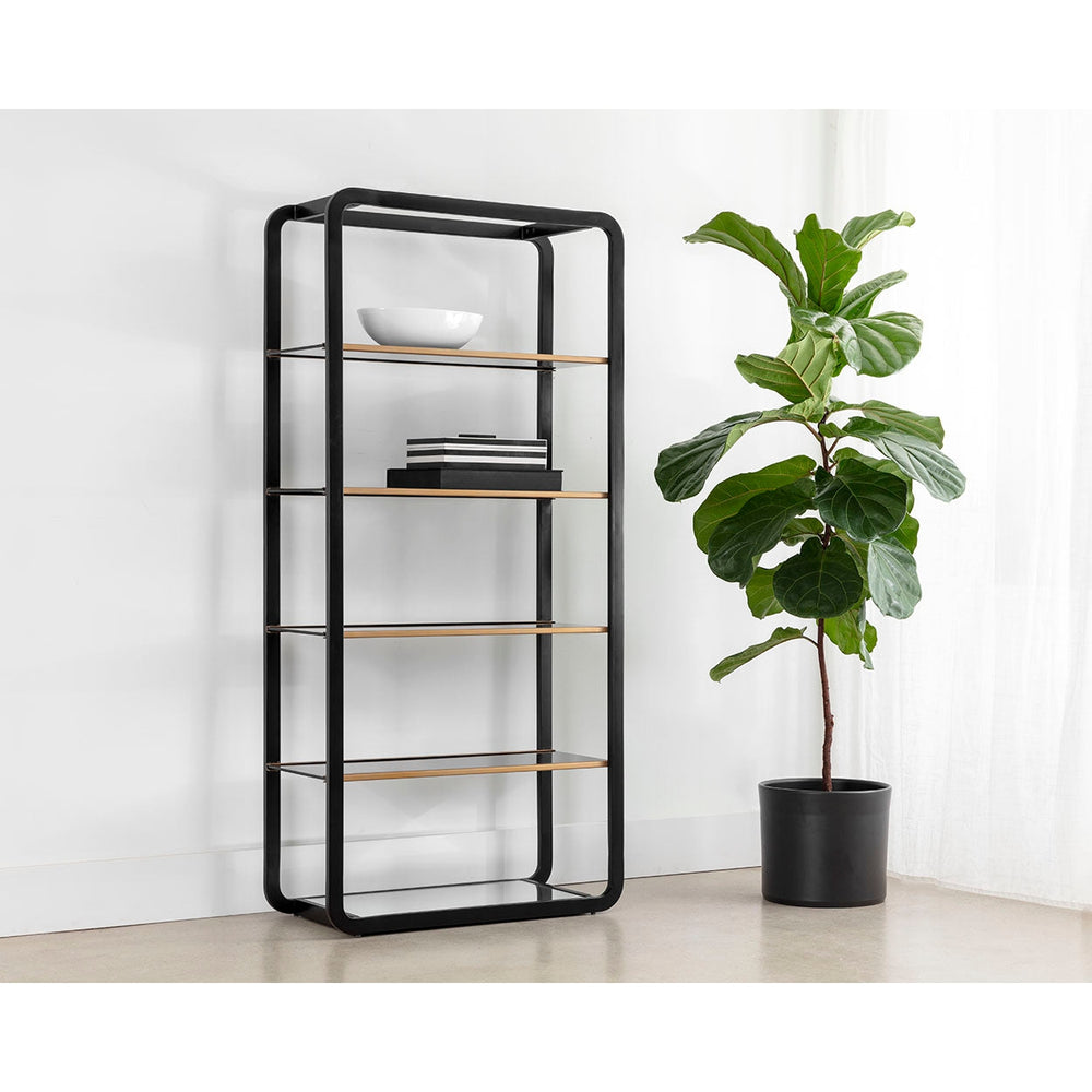 Ambretta Bookcase - Large - Black / Smoke Grey-Sunpan-SUNPAN-108086-Bookcases & Cabinets-2-France and Son