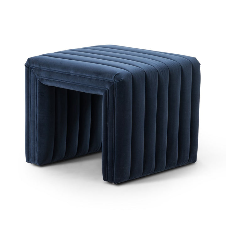 Augustine Ottoman 21"-Four Hands-FH-108563-005-Stools & OttomansSapphire Navy Fabric-8-France and Son